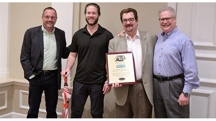 Left to right:  Autocar Trucks President James M. Johnston, Waste Pro President Sean Jennings, Waste Pro CEO John Jennings and Autocar Director of Fleet Sales Cliff Buck.