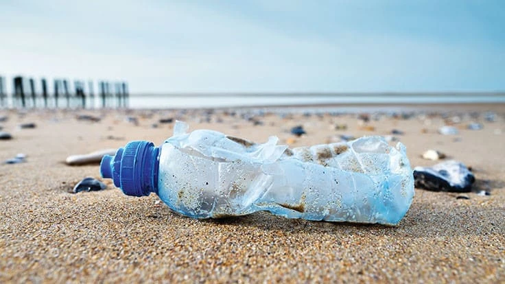 plastic bottle on the beach