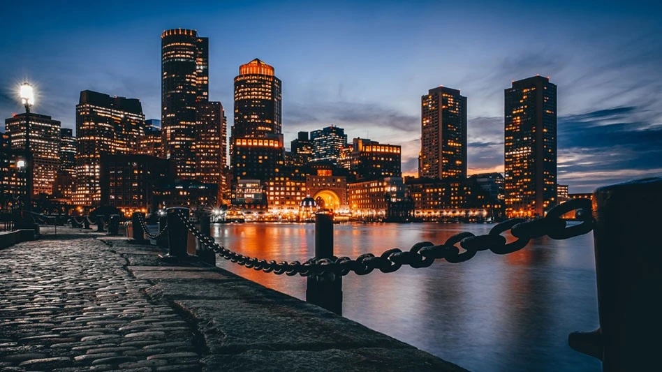 Boston skyline at night