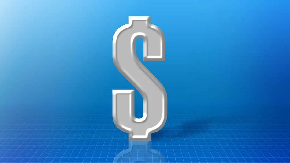 Dollar sign on a blue back drop