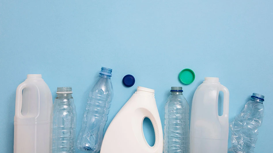 Milk jug and water bottles