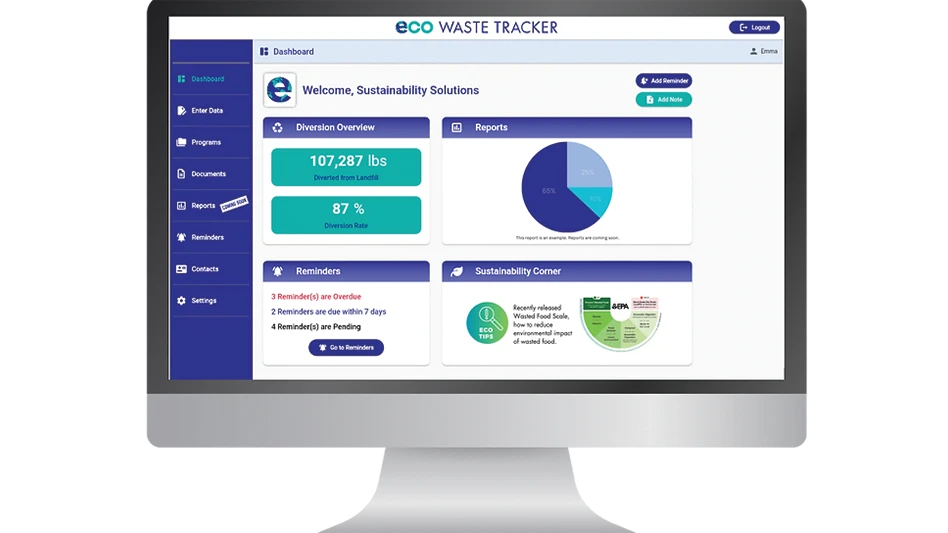 A rendering of a computer showing the Eco Waste Tracker software.