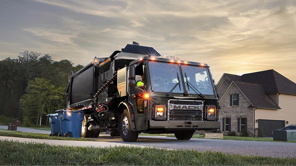 mack electric garbage recycling truck