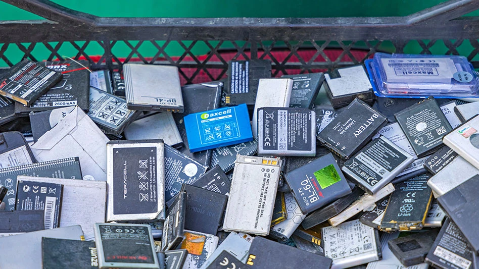 a cage full of old lithium-ion batteries