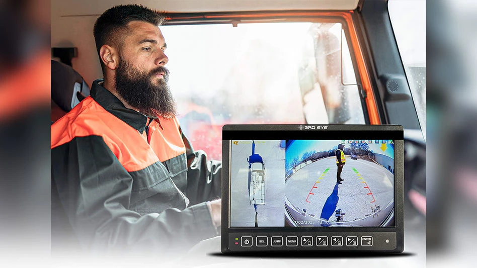 man in truck with screen